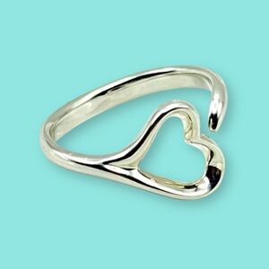 Authentic Tiffany & Co Elsa Peretti Open Heart Ring 925 Sterling Silver Sz 7 LN